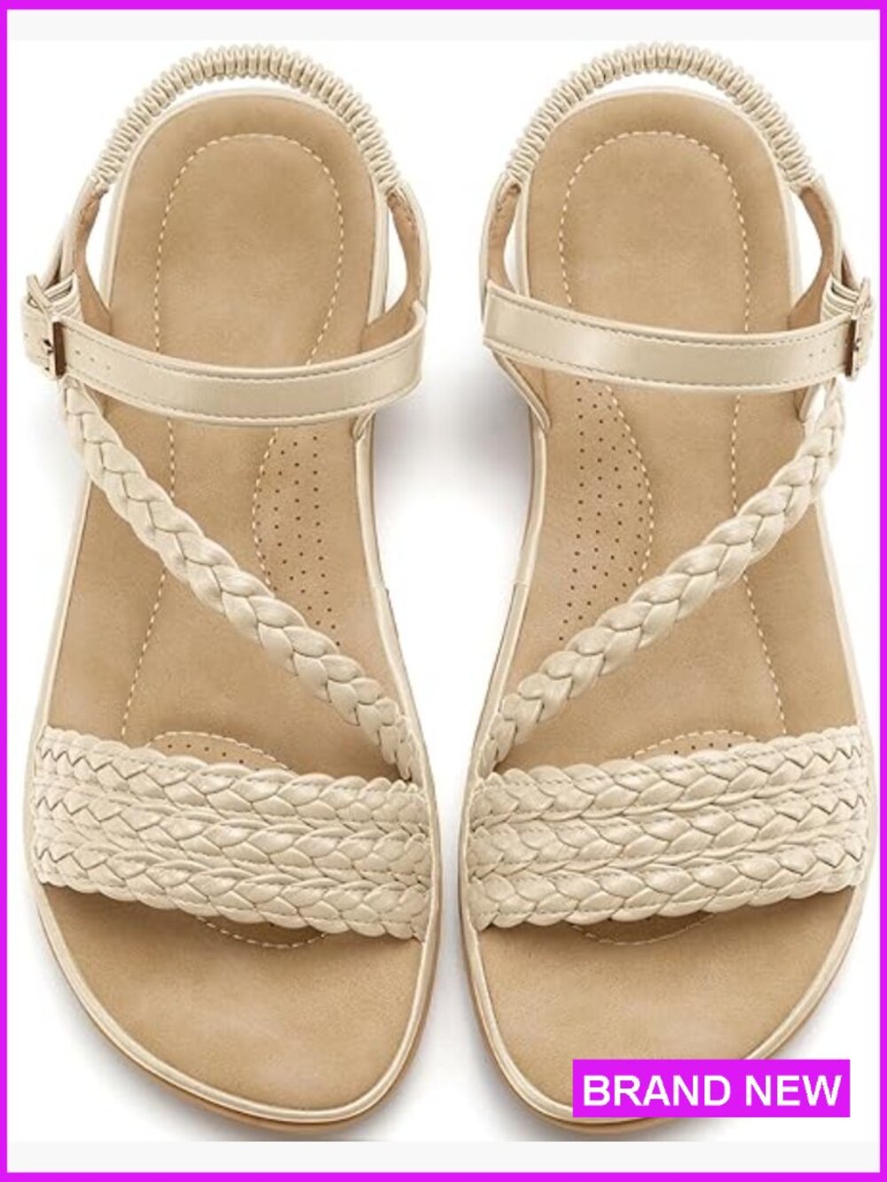 Strappy Flat Sandals Comfortable Walking Shoes with Ankle Strap Adjustable
